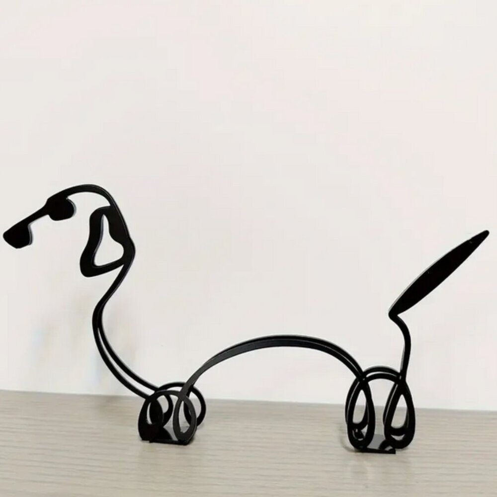Dauchshund Minimalist Metal Art Sculpture in Black